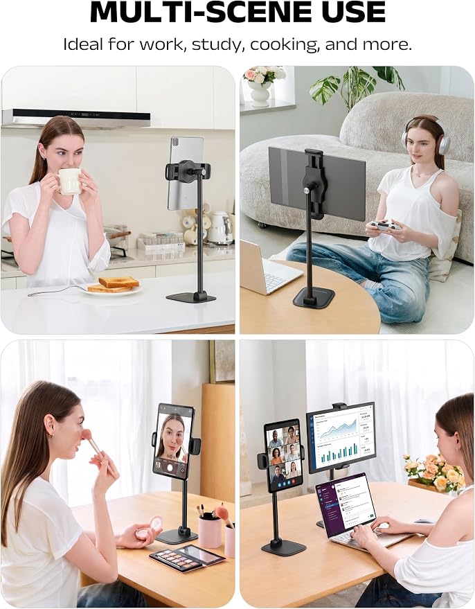 Foldable Portable Monitor Stand,iPad Stand for Desk Holds 4.4LB | Monitor Holder, Adjustable Height & Angle Tablet Holder Stand, iPad Holder Stand Fits 4.7-17" Portable Monitor/Tablet/Phone - Image 7