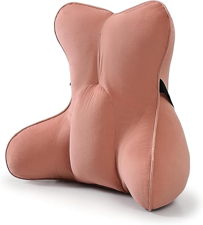Lumbar Support Pillow (Pat. Pend) for Office Chair, Couch, Recliner & Car Seat, Ergonomic Back Support Cushion for Lower Back Pain Relief, Washable Lumbar Pillow, Blush Pink by Ailuteie