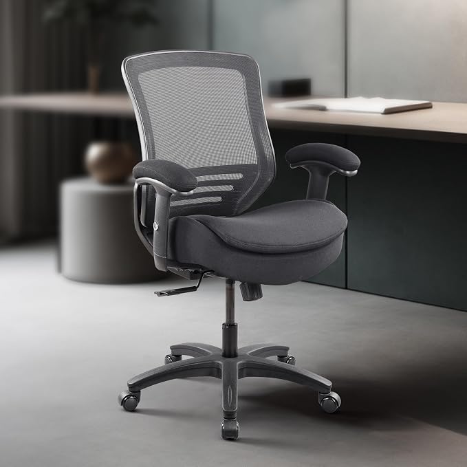 BOLISS 400lbs Ergonomic Office Chair Mid Back Double Seat Cushion | Height Adjustable Arms Mesh Ergonomic Super Soft Wide Cushion Office Computer Desk Chair - Image 6