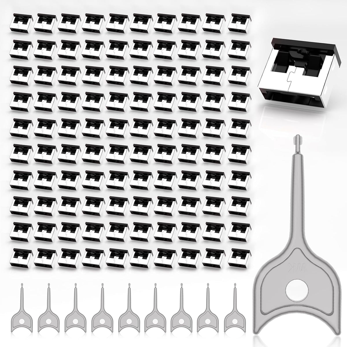 100PCS USB Metal Port Lock Blocker with 10 Keys - Secure USB-A Port Protector for PC/Laptop, Anti-Theft Data Security Lock, Dust & Moisture Proof Cover, Removable Type-A Connector Black by WXZRLIU