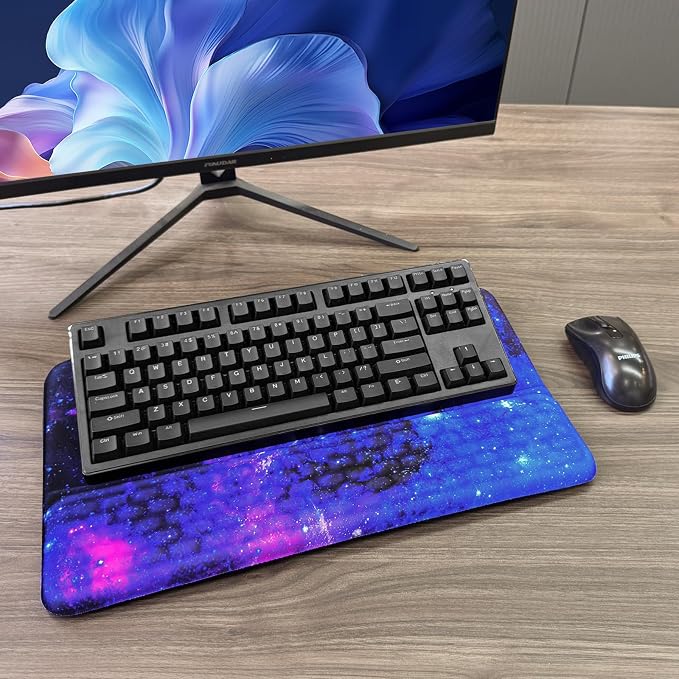 Computer Keyboard Stand with Wrist Rest, Ergonomic Tilted Keyboard Holder - Keyboard Riser with Wrist Pad - Keyboard Tray Support for Office Home - Black Starry Night - Image 7