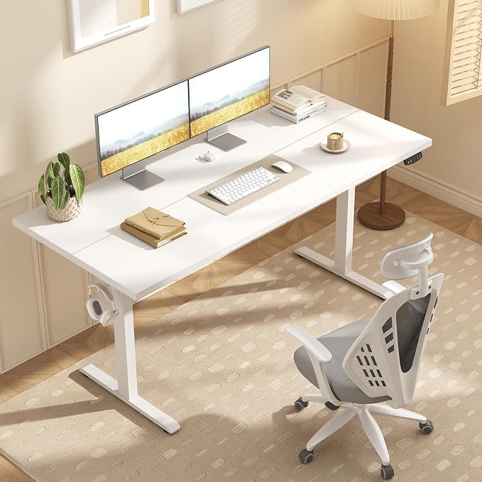 Agilestic Electric Height Adjustable Standing Desk, 40 Inch, White | Sit Stand Up Computer Desk, Extra Wide desktop, Memory Presets, Stable Steel Frame,154 lbs, Easy Assembly, Splice Board - Image 2