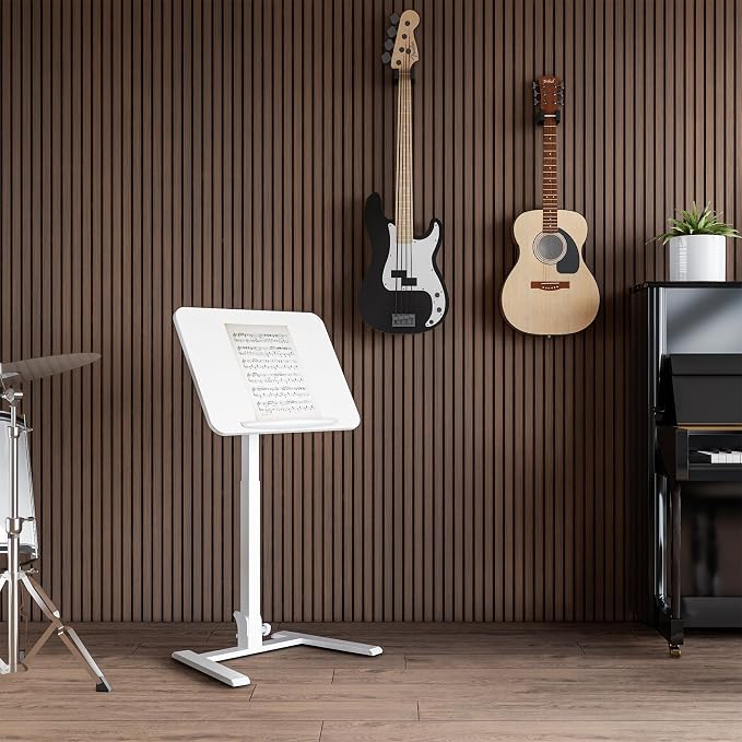 25" Mobile Folding Desk: Pneumatic Sit-Stand, No Assembly | 29-42" Height Adjustable Rolling Laptop Desk, Hidden Wheels, 0-90° Tilt Top. Ideal for Home Office, Craft & Study. - Image 4