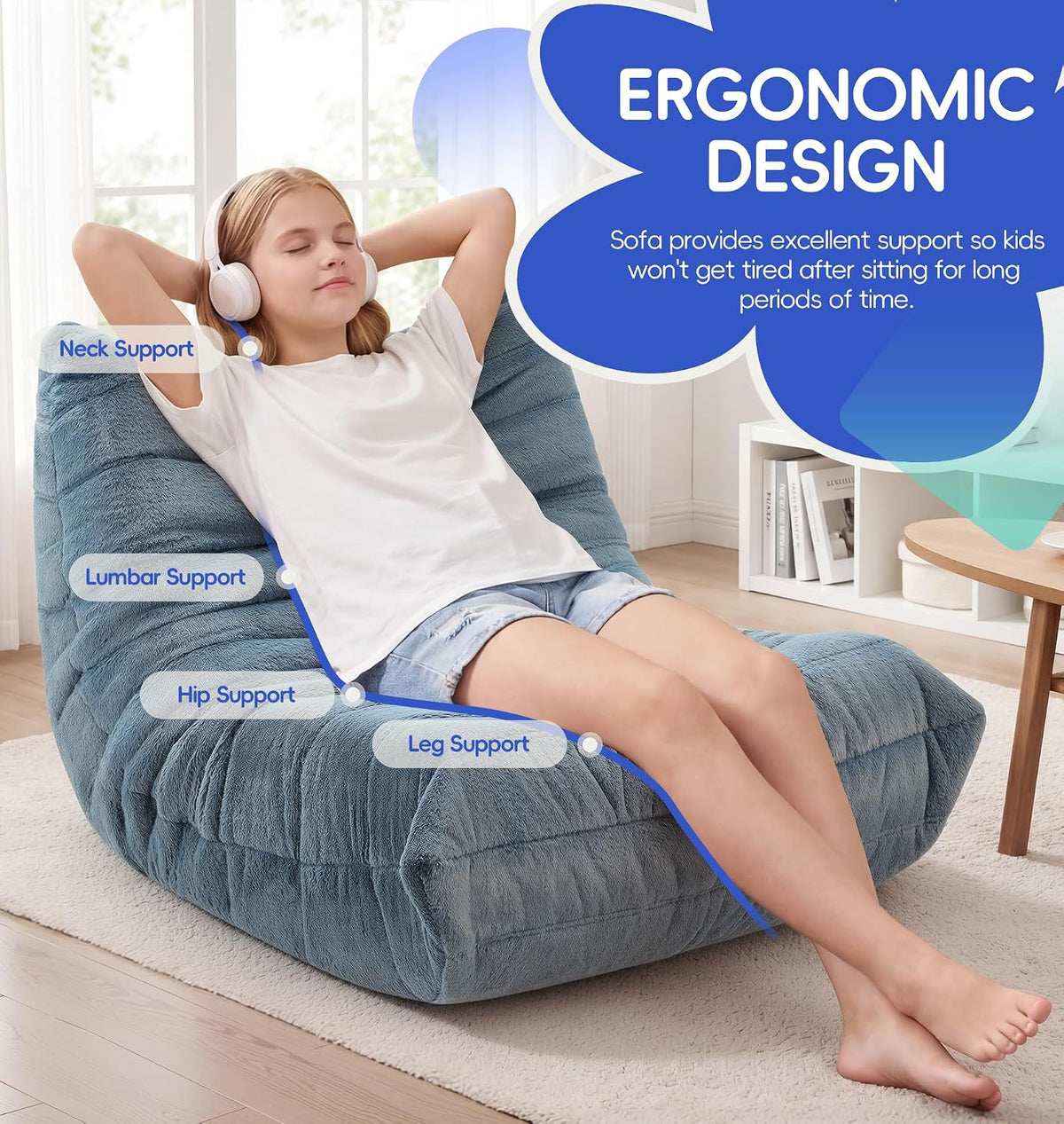 Hobestluk Medium Bean Bag Chairs Lounge Floor Chair BeanBag Couch Togo Sofa - Image 4
