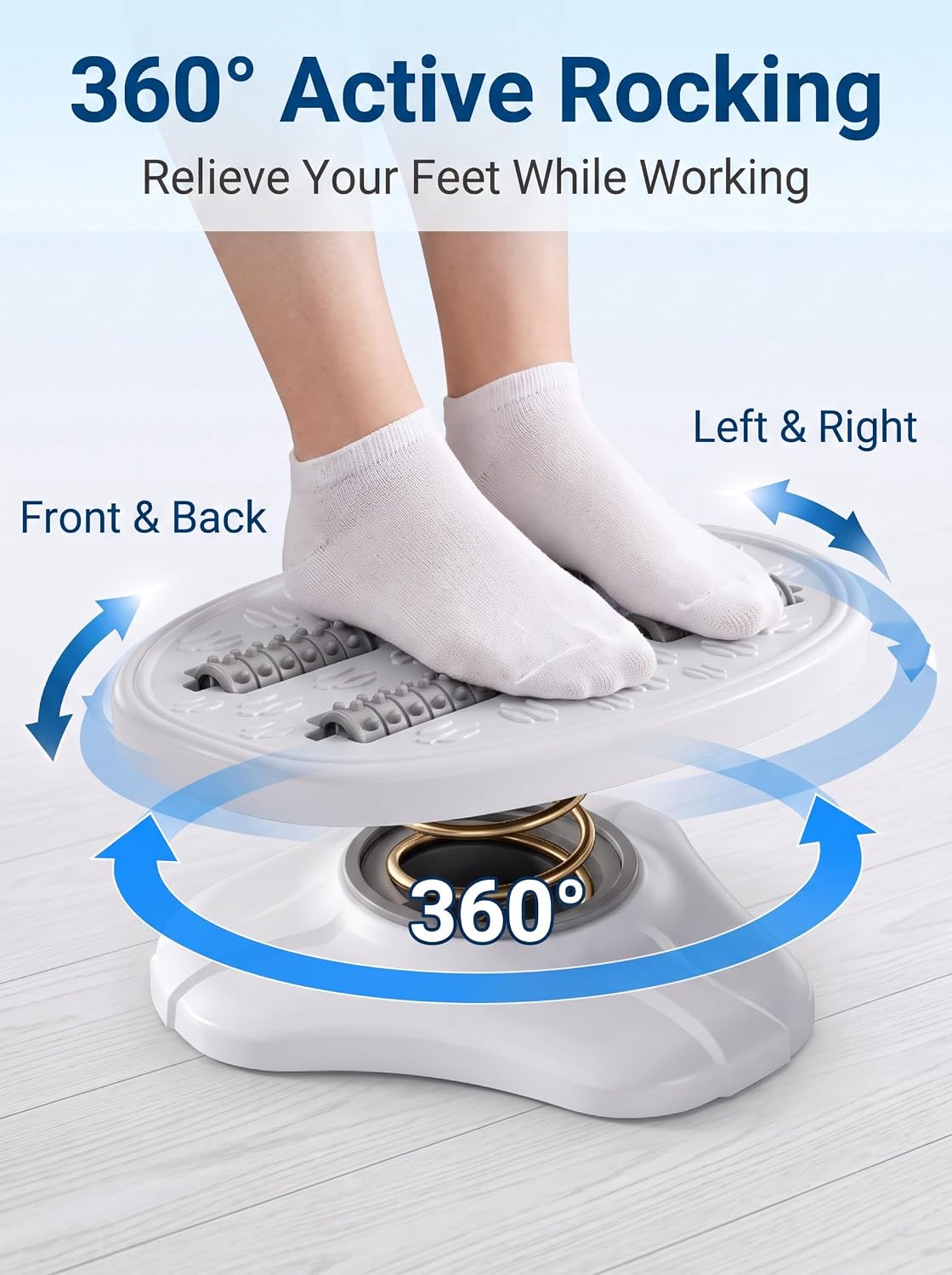 Foot Rest Under Desk, 360° Rocking Footrest with Massage Rollers - Image 2