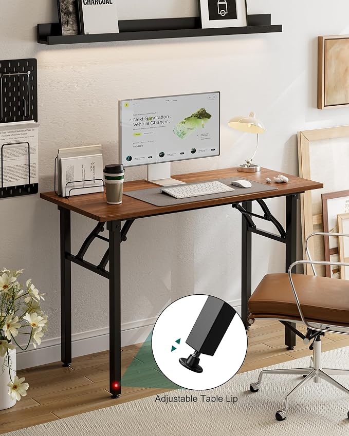 Small Folding Computer Desk – Portable 43.3 Inch Foldable Laptop Table, Collapsible and Compact for Easy and Fast Setup, Lightweight for Small Spaces, Home Craft and Study Use, Dark Walnut - Image 6