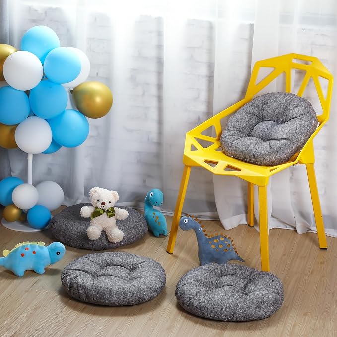 Fumete 8 Pcs 16 Inch Round Floor Cushions for Kids and Toddlers, Flexible Seating Classroom Furniture Floor Pillow for Home, Daycare, Preschool, Yoga and Meditation (Gray) - Image 4