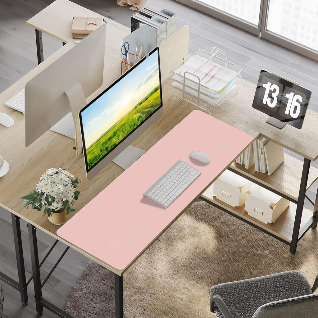 Leather Desk Pad Mat, Large Pink Desk Mat, 47.2" x 16.9" - Image 6