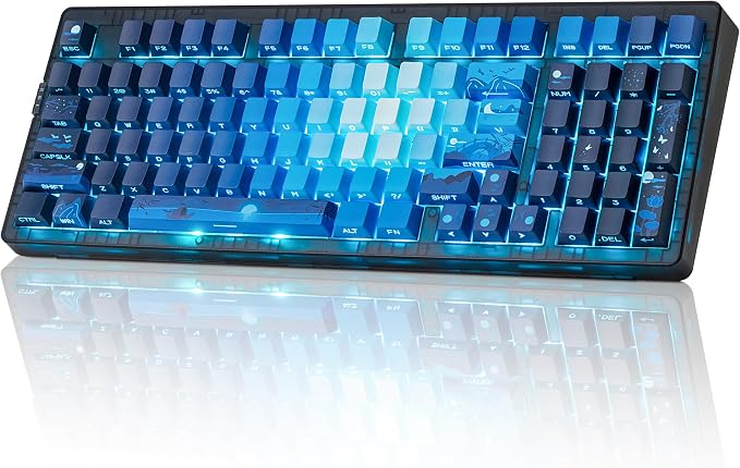 ZORNHER ZH980 Mechanical Keyboard,95% Blue Creamy Keyboard with Number Pad,Hot-Swappable Custom Gaming Keyboard,Shine Through Dye Sublimation PBT Keycaps,Creamy Sounding Linear Switches by Zornher