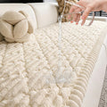 100% Waterproof Fuzzy Couch Cover for Dogs, Washable Non-Slip Pet Couch Covers for Sofa, Soft Thick Furniture Protector Sofa Slipcover Mat for Dogs (Beige, 27.5" x 59") by Lavish Cover