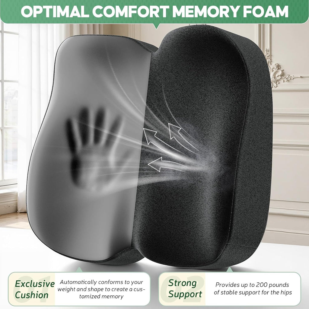 Benazcap Memory Foam Seat Cushion, Ergonomic Office Chair Pressure Relief - Image 3
