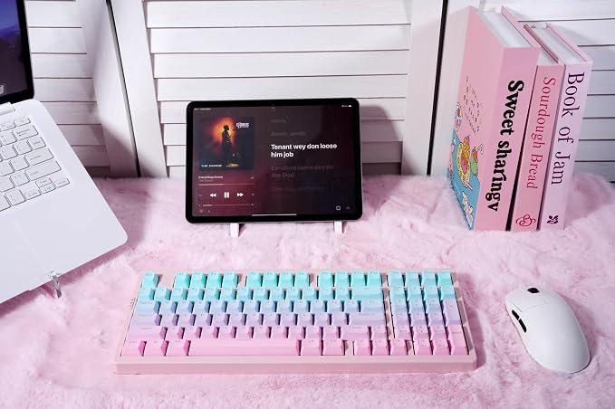 ZORNHER ZH980 Mechanical Keyboard,95% Pink & Blue Creamy Keyboard with Number Pad,Gaming Keyboard Full Size,Shine Through PBT Keycaps,Creamy Sounding Linear Switches - Image 6