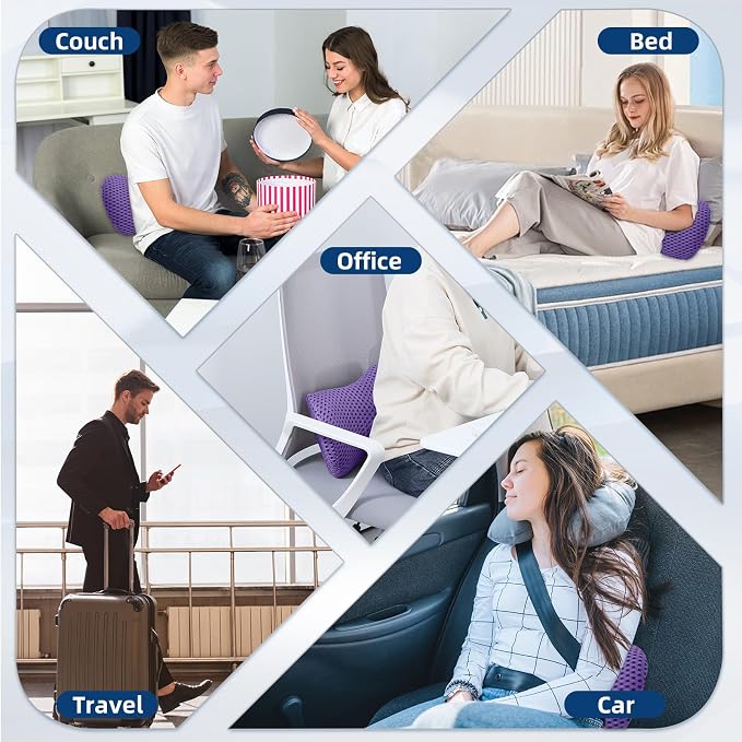 Lumbar Pillow, Memory Foam Lumbar Support Pillow for Office Chair and Car Seat, Ergonomic Streamline Back Pillow for Lower Back Pain Relief, Back Support Pillow for Sitting, Driving, Traveling - Image 7