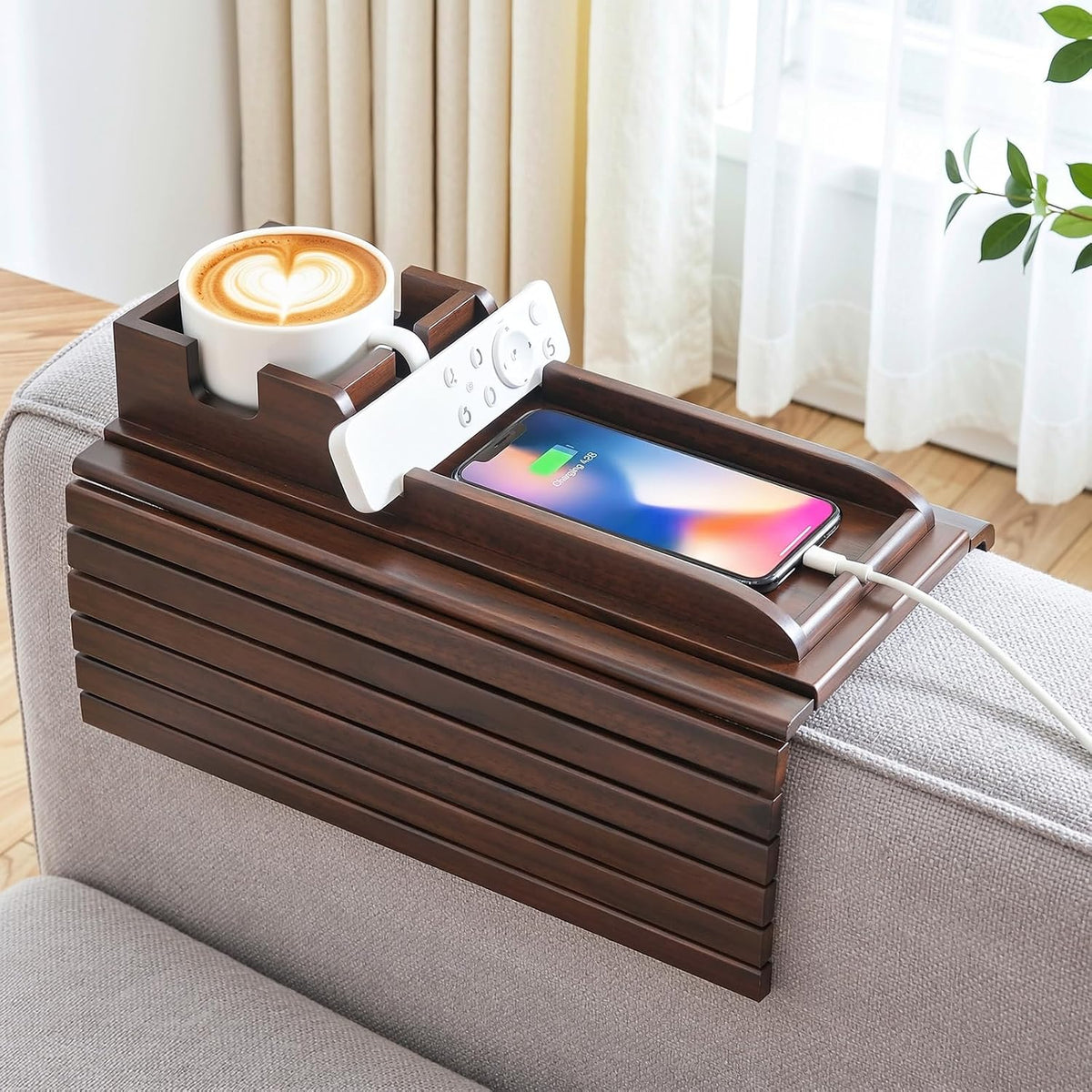 Couch Arm Tray, 2-in-1 Split Design Sofa Armrest Tray for Couch by Kssiaz