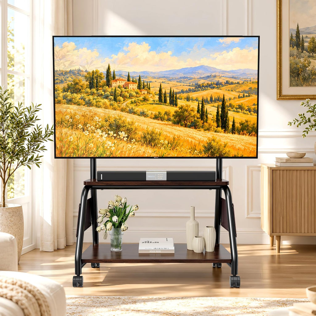 Mobile TV Stand on Wheels for 32-75 Inch TVs Heavy-Duty Rolling TV Cart by BEISHI