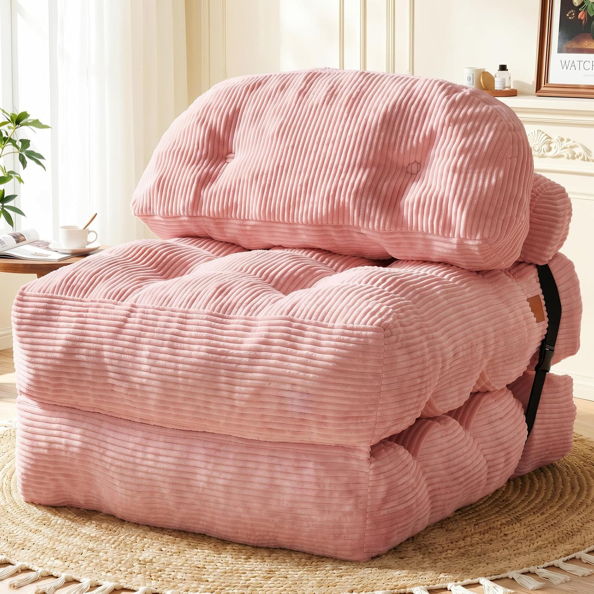 Folding Sofa Bed, Convertible Sleeper Chair with Back Support and Pillow by Vellorise