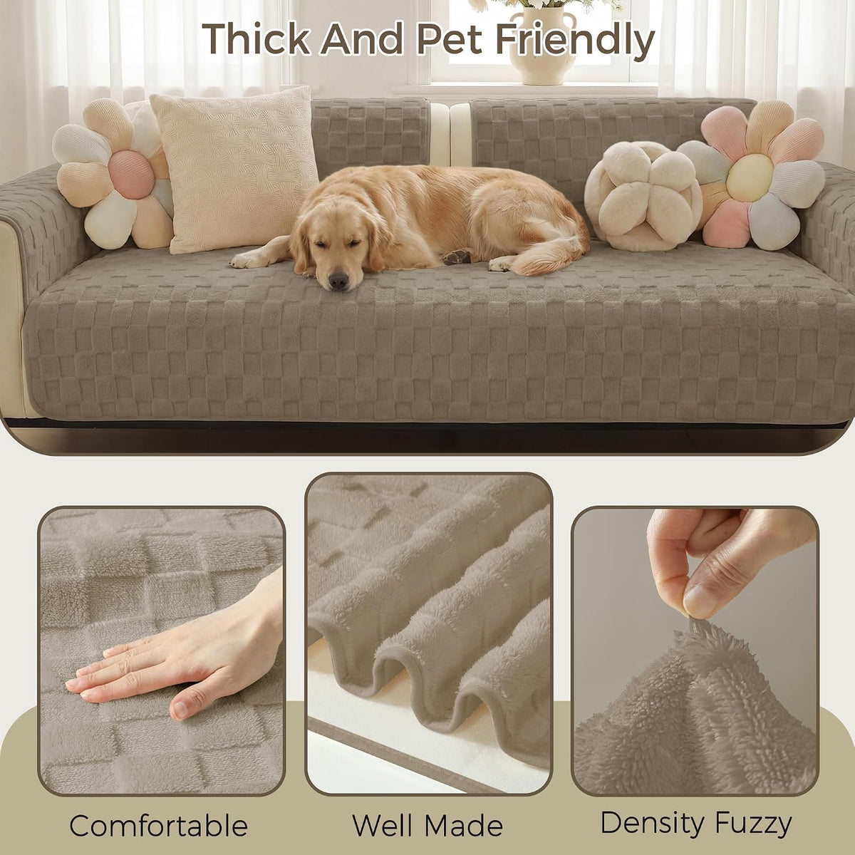 Foxdecor Couch Cover for Dogs Sofa Covers Non Slip Couch Pad Pet Friendly - Image 2