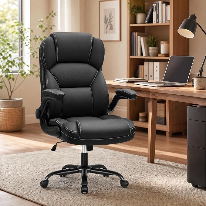 Ergonomic Office Chair, High Back Executive Leather Desk Chair, Black - Image 9
