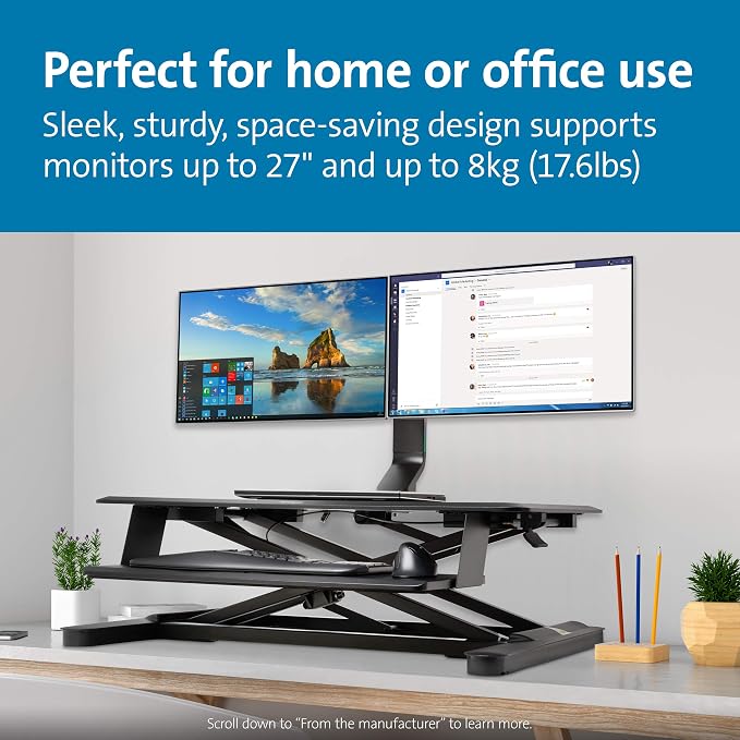 Kensington Dual Monitor Mount for Desk, C-clamp Vesa Monitor Stand Fits 2 Ultrawide Monitors Up to 27 Inches, Low Profile Stand, Height Adjustable Rotating Free Standing Arm, Black - Image 7