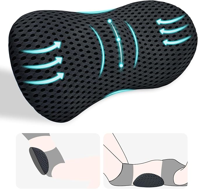 kasney Lumbar Support Pillow for Office Chair, Back Pillow, Black | Memory Foam Lumbar Pillow for Low Back Pain Relief, Ergonomic Streamline Car Seat, Office Chair, Recliner and Bed by kasney