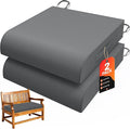 TasticTotes 24 x 24 x 4 Inch Outdoor Patio Chair Cushions Set of 2, Grey | Waterproof Outdoor Seat Cushions with Adjustable Straps & Handles, Fade-Resistant dinning Pads for Outdoor Furniture, Garden by Unknown