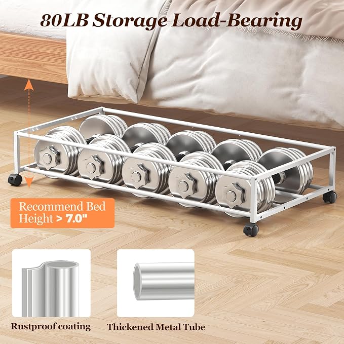 Yecaye 70 L Under Bed Storage with Wheels, 3 Pack Larger Capacity Under Bed Storage Containers, Underbed Shoe Storage Organizer, Rolling Under Bed Metal Drawers for Clothes, Blankets, Beige - Image 6
