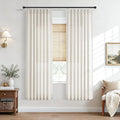 Hokibero Natural Pinch Pleated Linen Curtains 60 Inch Long for Living Room | Ivory Light Filtering Semi Sheer Curtain,Back Tab Hooks Rings,Farmhouse Textured Privacy Drapes for Bedroom Window,2 Panels by Hokibero