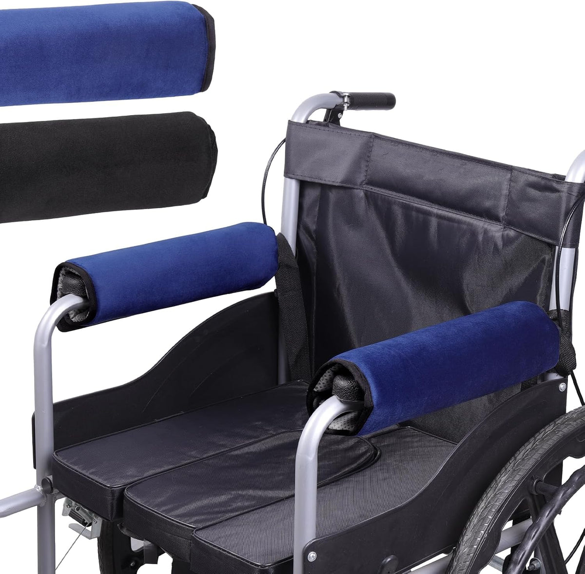 lefeke 2 Pack Wheelchair armrest Pads - Soft Velvet Foam armrest Covers for wheelchairs, Office Chairs and armchairs, etc., Effectively relieves arm Pressure and Prevents Soreness (Blue) by lefeke