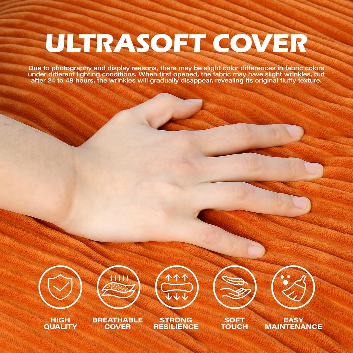 Bean Bag Chair, Cozy Fluffy Beanbag Chairs with Filler for Teens and Kids, Floor Lazy Sofa for Living Room Gaming & Reading (S-Burnt Orange) - Image 5