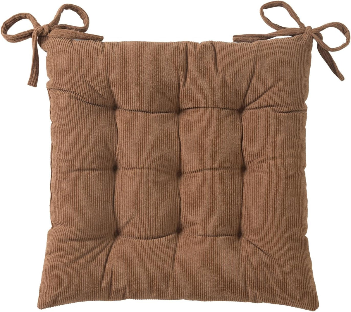 HLOVME Corduroy Chair Cushion with Ties Ultra Soft Warm Floor Cushion for Kids Reading Nook Comfortable Square Seat Cushion for Adult 15.7”x15.7”, Khaki by HLOVME