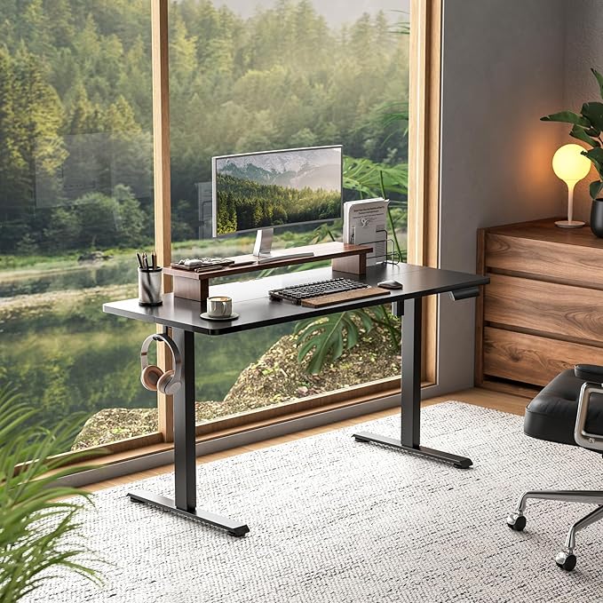 Veken 63×23.6 Inch Large Electric Standing Desk, Gaming Table, Black | Height Adjustable Sit Stand Up Computer Tables for Home Office, Study , Writing, Suit students, employees and group work - Image 7