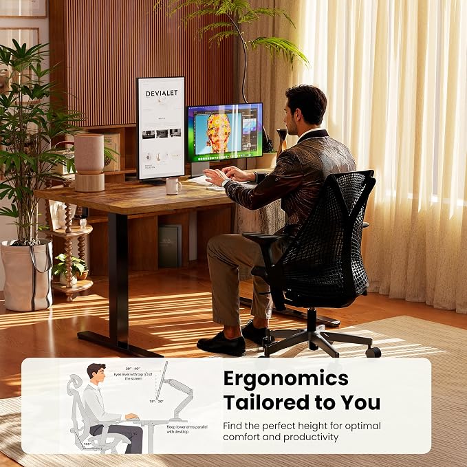 ErGear Height Adjustable Electric Standing Desk, 40 x 24 Inches Sit Stand up Desk, Memory Computer Home Office Desk, Vintage Brown - Image 8