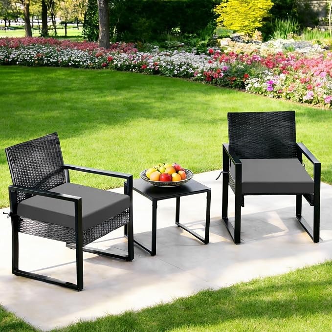 Outdoor Chair Cushions Set of 2, 22x22x3 Inch Waterproof & Fade Resistant Patio Furniture Seat Cushions with Ties, Square Outdoor Dining Chair Cushions for Lawn, Garden, Deck & Yard, Dark Grey - Image 8