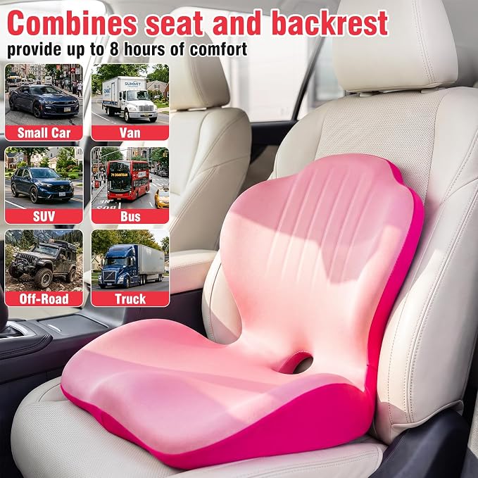 Car Seat Cushion Office Chair Cushion with Lumbar Support Pillow | Ergonomic Seat Cushion for Relieve Sciatica & Tailbone Pain, Ideal for Car Driving Truck Office Chairs Wheelchairs Home Use - Image 2