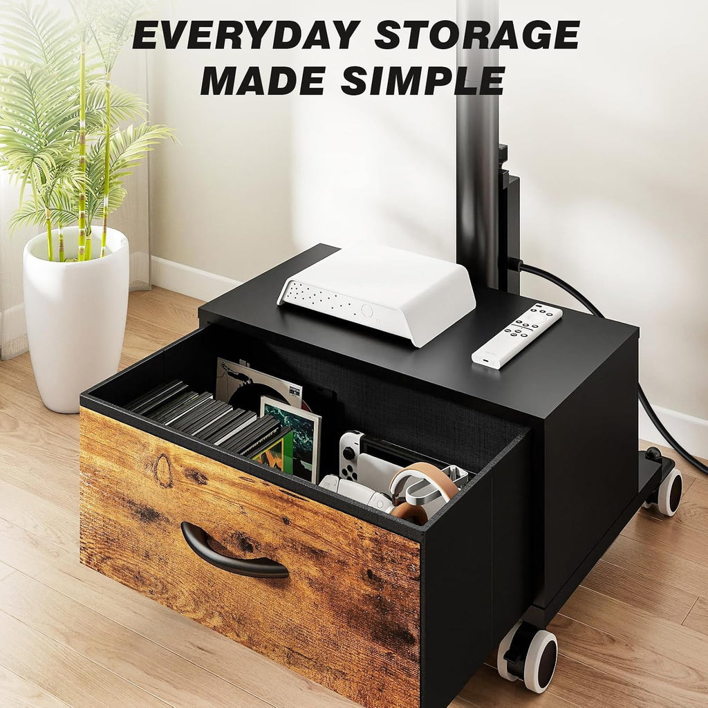 Rolling TV Stand for 27-60in TVs with Drawer & Power Outlet - Image 4