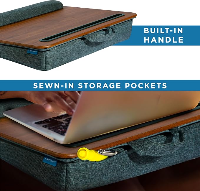 LAPGEAR Portable Laptop Lap Desk – Espresso Woodgrain, Fits 15.6" Laptops - Image 6