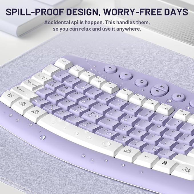 Wireless Keyboard and Mouse Combo Silent Ergonomic Curved Design for Office | 2.4G Full Size Cordless Keyboard with Tilt Legs,3-Level DPI Quite Mouse for Windows,Mac OS/Desktop/Laptop/PC - Image 8