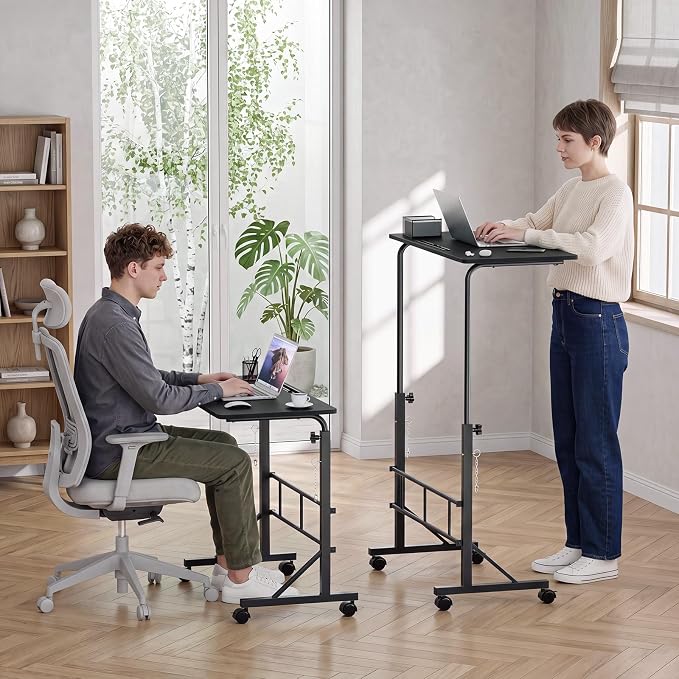 OLIXIS 31.5" Walking Pad Desk, Laptop Desk, Home Office | Lockable Wheels, Adjustable Height, Portable Rolling Design, Treadmill Use, Stand Up Style, Black - Image 7