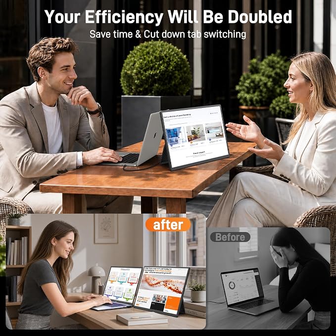 16" Portable Monitor for Laptop, 1200P IPS Laptop Screen Extender | Plug & Play Dual Monitor, 360° Rotating Stand, Ultra Slim Travel Monitor for Laptop, PC, MacBook, PS5 - Image 5