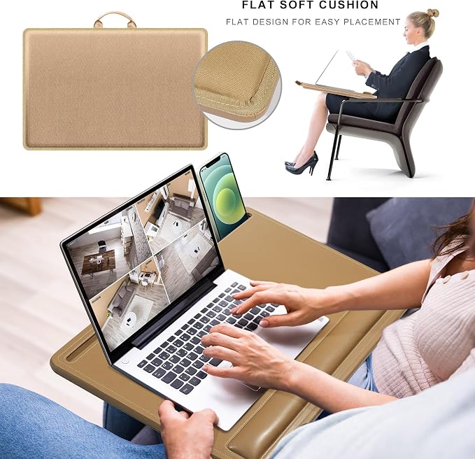 CENNBIE Leather Lap Desk for Laptop, 24 x 16 inches (Brown) | With Memory Foam Cushion & Built-in Wrist Rest, Portable,Adjustable Laptop Desk Fits up to 19 inch Laptop - Image 6