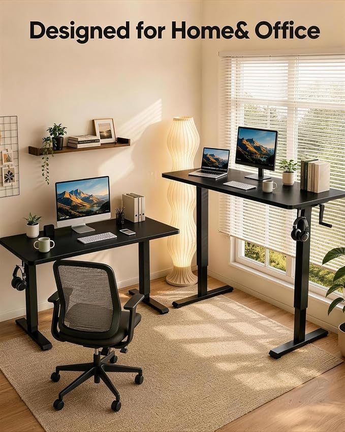Manual Standing Desk Adjustable Height Whole Piece Top | Lockable Casters with Wheels, Sit to Stand Workstation, Whole Piece Construction, Handle - Image 7