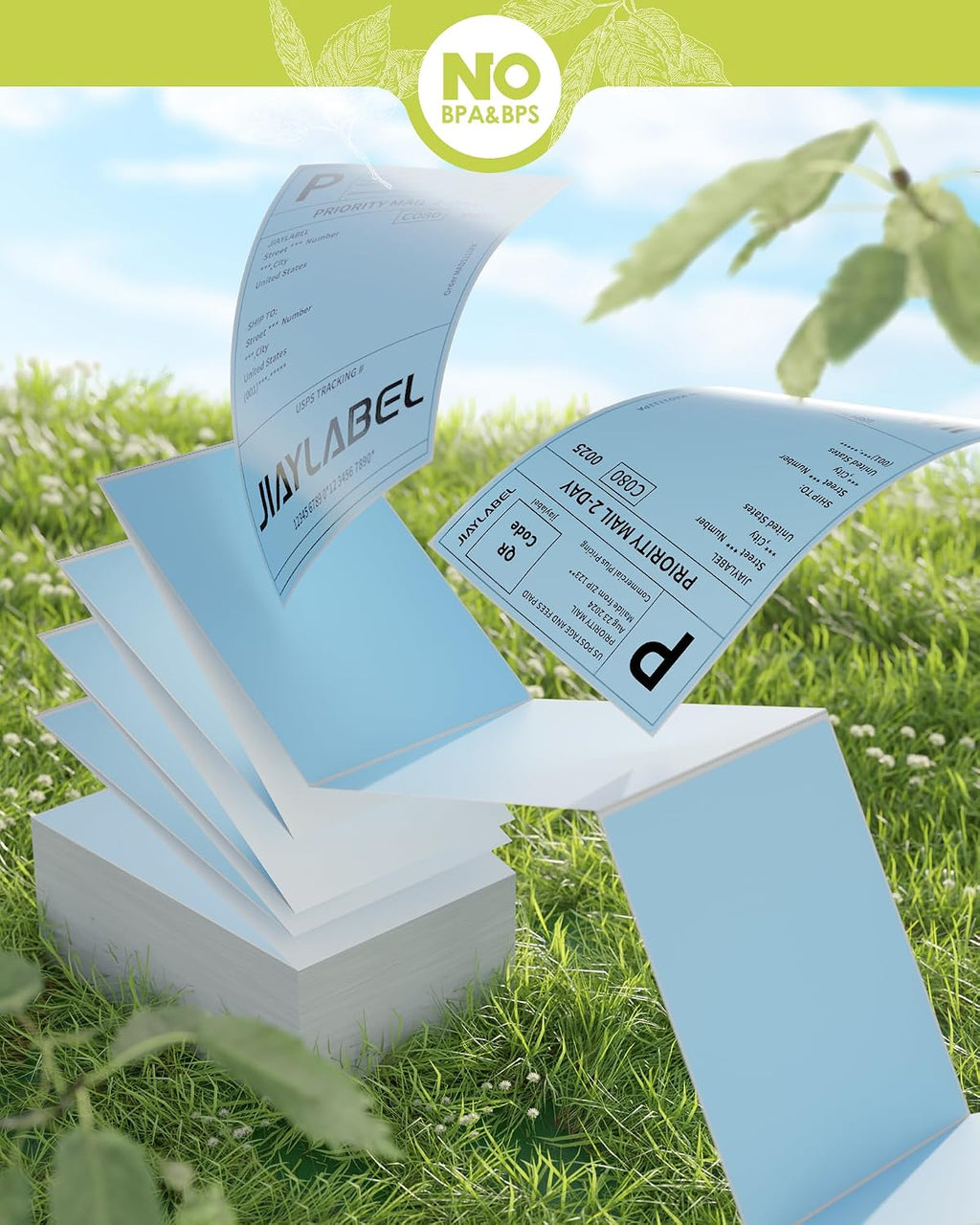 4x6 Thermal Shipping Label Mailing Postage Stickers Paper for Direct Thermal Label Printer USPS UPS Address Big Packing Fanfold Blue Color 500 Labels/Stack,1 Stack - Image 4