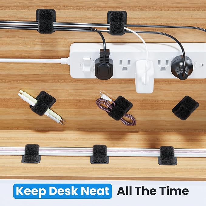 Cable Management Under Desk, Enhanced up to 15 Cord Organizer30 Pair | Reusable, No Residue Left, Adjustable Hook and Loop Cable Ties, Wire Hider Under Table, Home Office Essentials - Image 2