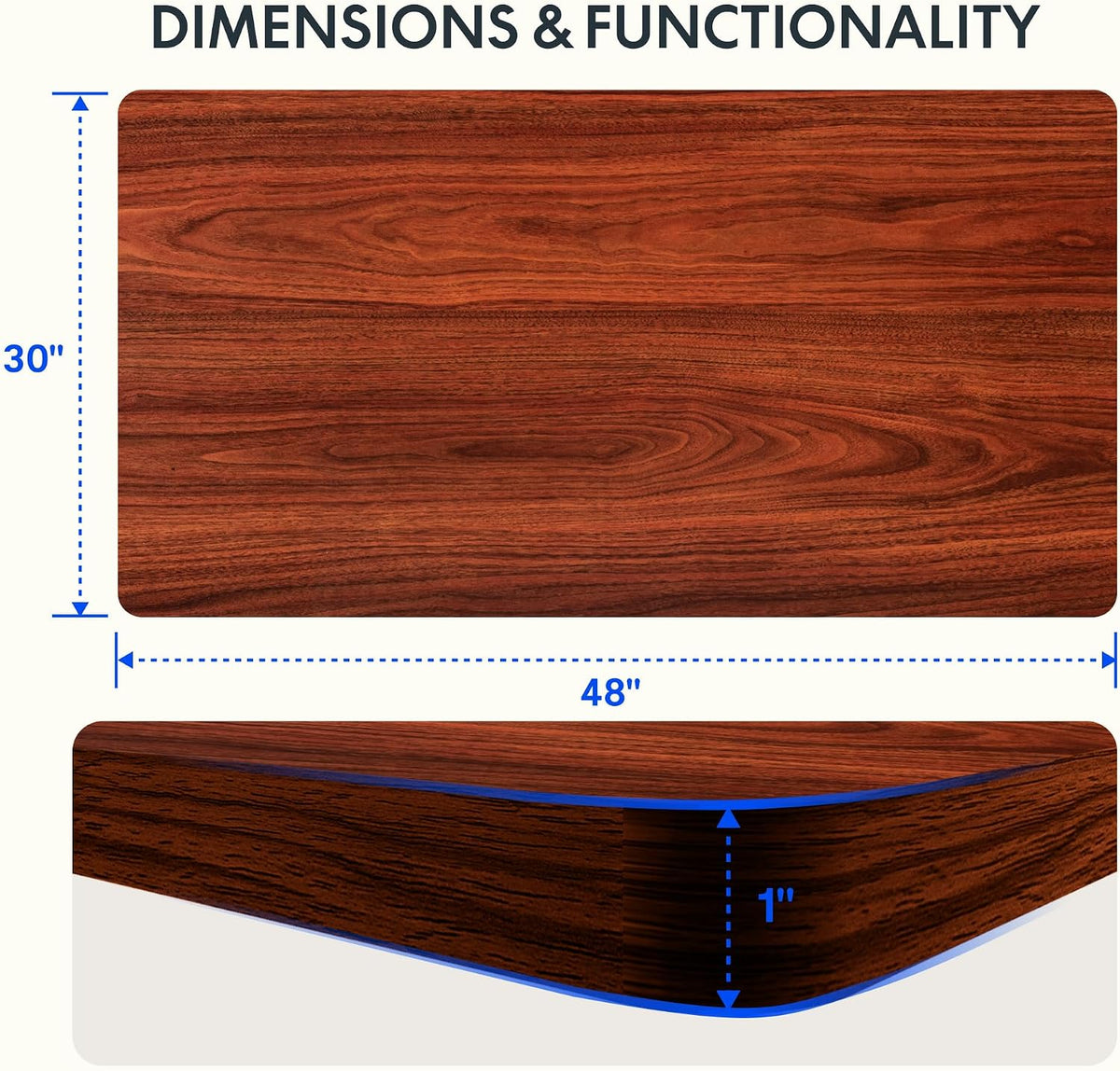 FLEXISPOT EN2 48"x30" Standing Desk with Power Strip Bundle, Mahogany - Image 3