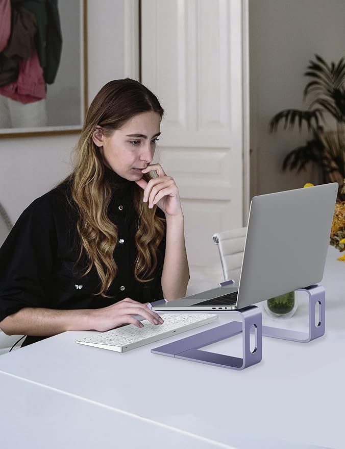 ALASHI Laptop Stand for Desk, Aluminum Computer Riser, Ergonomic Notebook Holder, Detachable Metal Laptops Elevator, PC Cooling Mount Support 10 to 15.6 Inches Notebook, Light Purple - Image 6