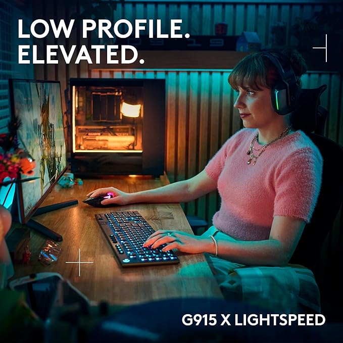 Logitech G915 X Lightspeed Wireless Gaming Keyboard (Clicky) - Black | Low Profile, Mechanical Switches, Double-Shot PBT Keycaps, RGB lighting, Aluminum finish, PC/Mac Compatible - Image 2
