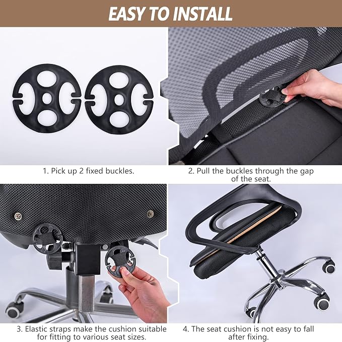 2PCS Car Seat Cushion Pad 1.2" Thick Comfort Seat Protector for Car Driver Seat Office Chair Home Use Memory Foam Seat Cushion with Non Slip Bottom, 20'' x 18.5'', Black - Image 5