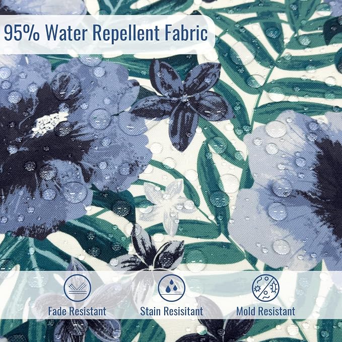 Patio Chair Cushions 19 x 19 x 3 Inch, Outdoor Cushions for Patio Furniture, Water Repellent Outdoor Seat Cushions with Straps Garden Sofa Couch Pads, Set of 2,Blue Salmone Tropical - Image 5