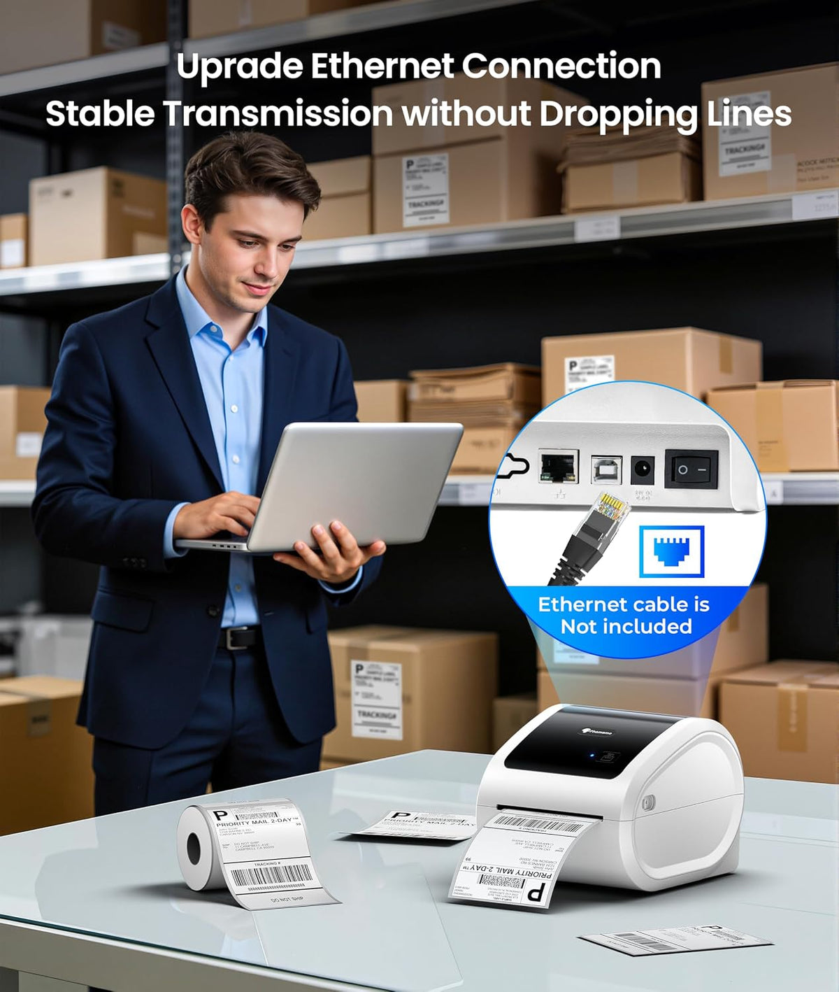 Phomemo 4x6 Shipping Label Printer 300DPI with 500 Pcs Labels - Image 4