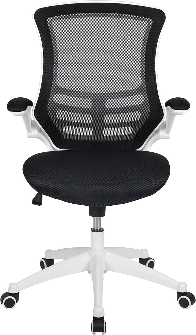 Flash Furniture Kelista Office Chair, Ergonomic, Mid-Back, White Frame, Black Mesh with Swivel | White Frame, Mid-Back, Flip-Up Arms, Mesh Back - Image 10